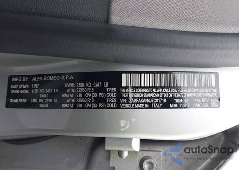 2018 Alfa Romeo Stelvio Awd из США, поврежденный, VIN ZASFAKAN4J7C01719